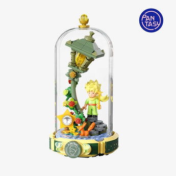 Pantasy Le Petit Prince Starlight Lamp building set with fox and star clock under a clear display dome