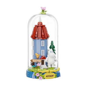 Pantasy Moomin Spring of Moominvalley building set with Moomintroll and blue tower