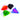 Four tetrahedron PolySquish designs in orange, green, purple, and dark rare colors