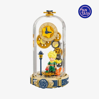 Pantasy Le Petit Prince Time Travel building set with fox, star clock and gears under a clear display dome