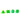 Four green PolySquish geometric shapes lined up on a white background