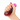 Dark red translucent PolySquish compressed in one hand with its pink gel core bulging