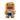 Orange Domo-Kun vinyl figure in a karate outfit holding a ramen cup