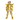 Front view of assembled Cancer Deathmask model in gold armor with purple hair