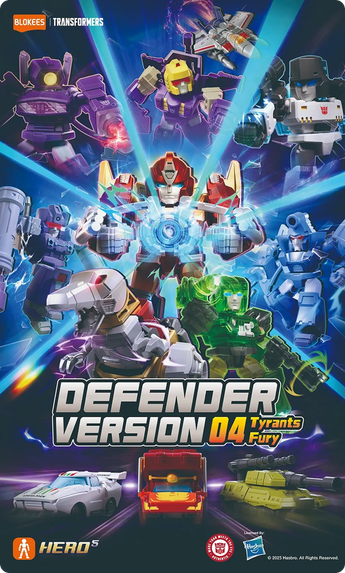 Blokees Transformers Defender Version 04 Tyrants Fury character and vehicle lineup poster