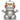 Front view of silver Monogram Mechagodzilla PVC coin bank with orange eyes and red ear details