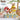 Jim Shore M&M'S Easter figurine of Red and Yellow with decorated eggs beside an Easter basket