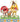 Front view of M&M'S Red and Yellow An Egg-cellent Hunt figurine on a floral base