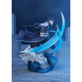 Bandai FiguartsZERO Obito Uchiha statue with sword, chain, blue action effects and smoke-style base