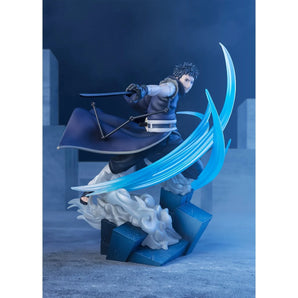 Bandai FiguartsZERO Obito Uchiha statue with sword, chain, blue action effects and smoke-style base