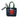 Navy Peanuts mini tote charm showing Snoopy lying on his red doghouse with green handles