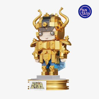Pantasy Saint Seiya Taurus Aldebaran building figure in gold armor with horned helmet and display base