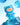 Blue translucent Teddy LuLu Ore Collection figure posed on blue crystal