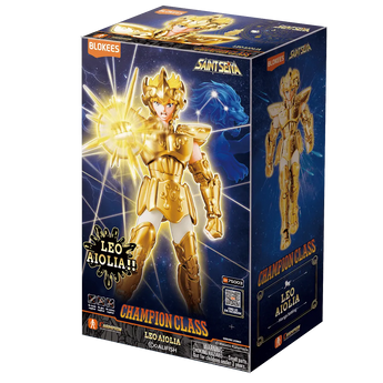 Blokees Saint Seiya Champion Class 02 Leo Aiolia model kit retail box front and side