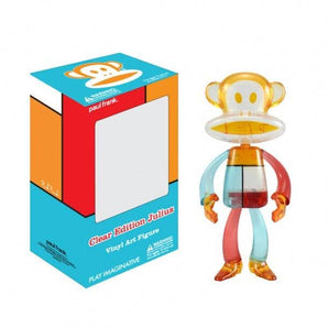 Paul Frank Julius Clear Edition multicolor vinyl figure beside its window display box