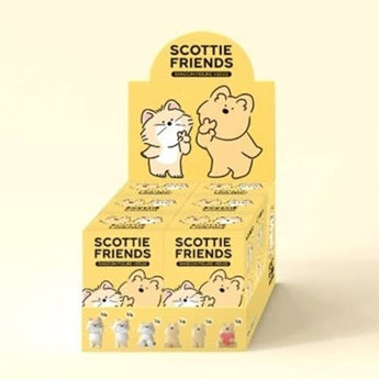 Scottie Friends Vol. 2 yellow display carton filled with collectible figure blind boxes