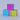 Cyan, magenta, and yellow transparent cubes arranged in a three-cube stack