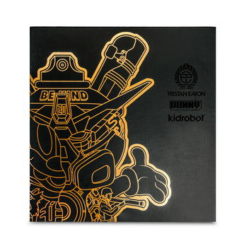 Black-and-gold Kidrobot 20th Anniversary Still Life Dunny Montana Gold edition box