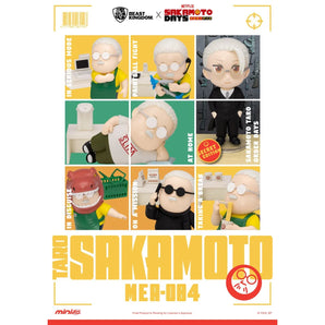 Beast Kingdom Sakamoto Days MEA-084 lineup poster with six Taro Sakamoto designs and secret ORDER Taro