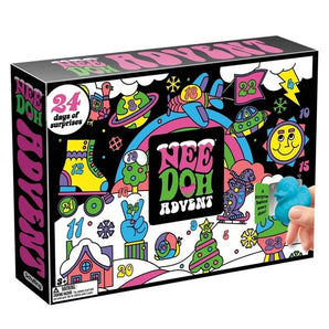 Schylling NeeDoh Advent Calendar front with numbered doors and blue Teenie squishy